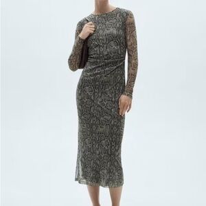 Mango Clauden Snake Print Mesh Dress

#1152